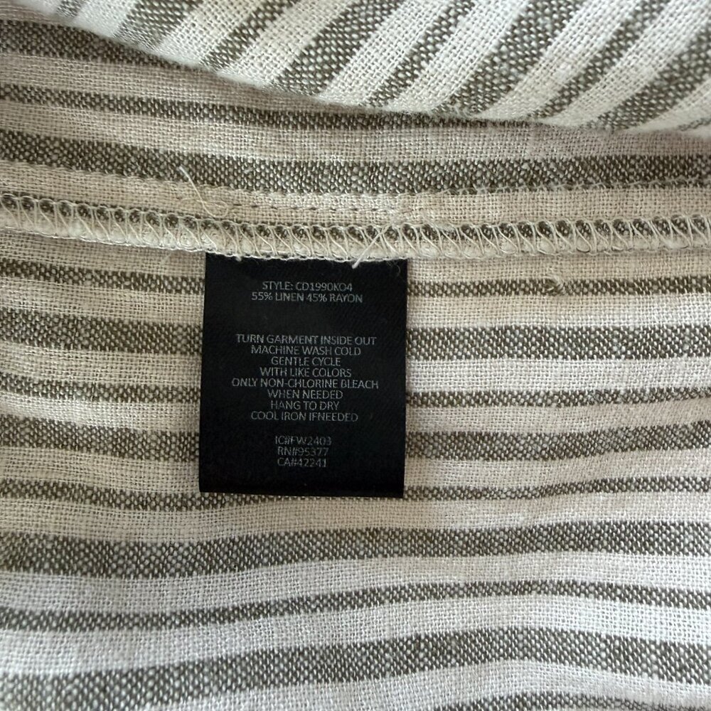 Sanctuary Move Your Body Olive Gray/Green Striped Linen Maxi Dress - Picture 6 of 7